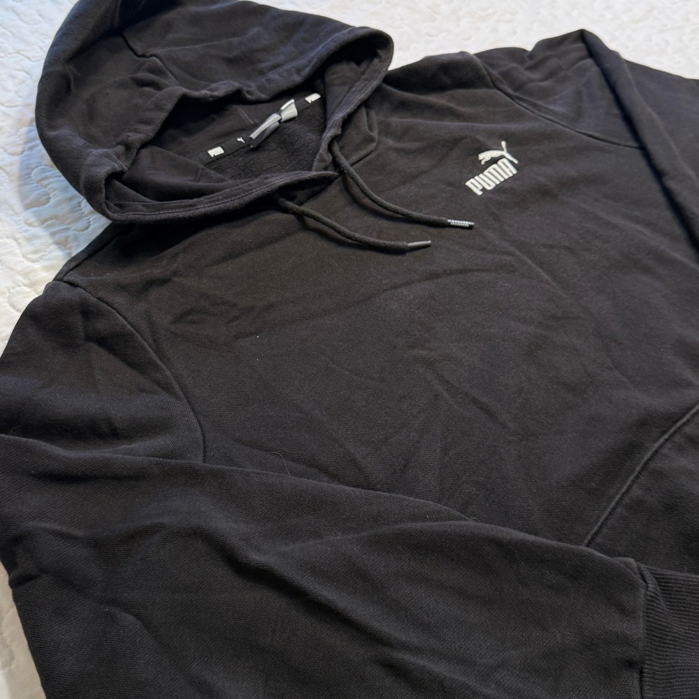 Puma Women Large Hoodie Black Pullover Kangaroo Pocket ACTIVE GYM WORKOUT STREET
